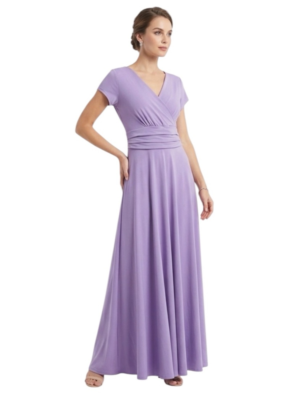 Koh Koh Women Dress Lavender Wrap Maxi Dress with Pleated Waistband Size XS